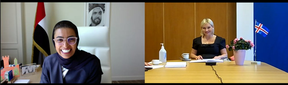 نورة الكعبي تبحث تعزيز التعاون مع آيسلندا في قطاع الصناعات الثقافية والإبداعية